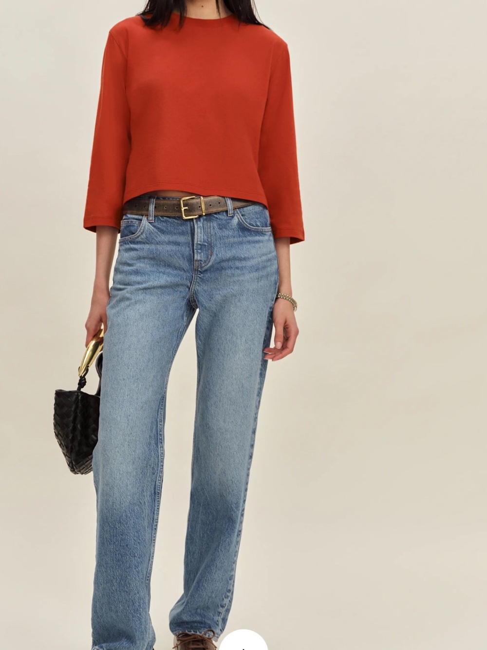 Reformation Cropped Boxy Crewneck Top in sun-dried tomato -Sold Out NWT - Picture 3 of 5